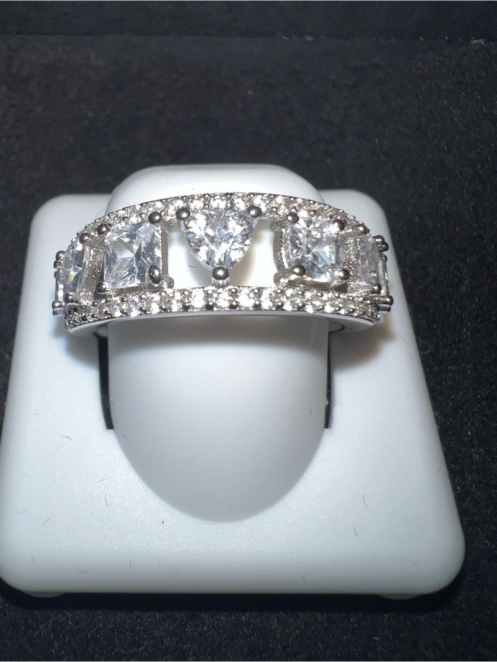 Sterling Silver Cubic Zirconia Accent Band Ring - White